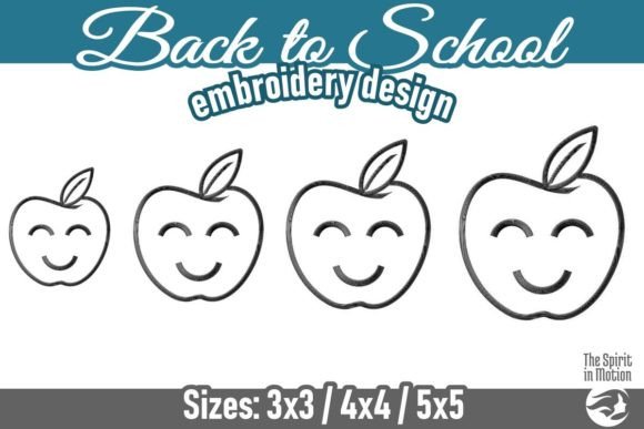 Back to School Smiling Outline Apple: A Playful Seasonal Embroidery Design