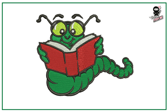 Caterpillar with a Book: A Versatile Embroidery Design for Business Use