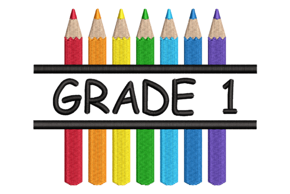 Grade 1 Split Colored Pencils: A Delightful Embroidery Design for Personalized Gifts