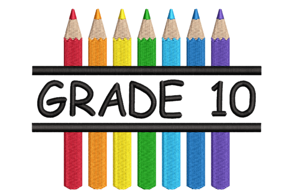 Grade 10 Split Colored Pencils: A Cute and Bold Embroidery Design