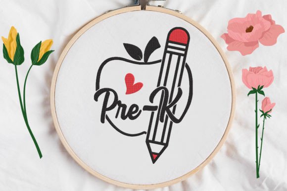 Pre-K, Apple and Pencil Embroidery Design Review