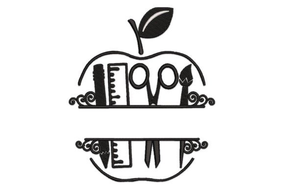 School Teacher Apple Split Monogram Review for Apparel Projects