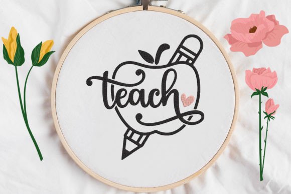 Teach, Apple and Pencil Embroidery Design Review