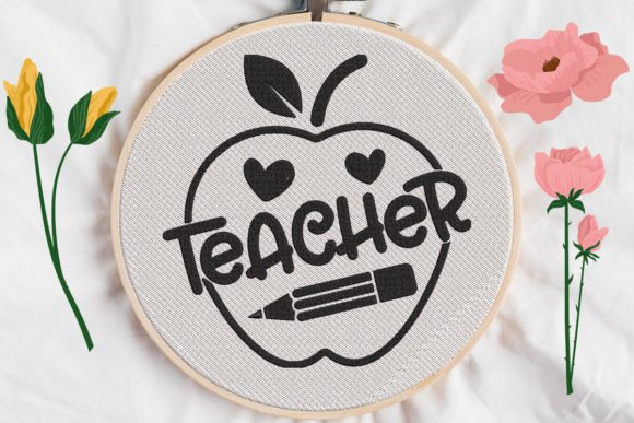 Teacher Sign in an Apple Embroidery Design Review